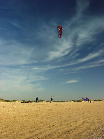 Kiter fly on beachの写真素材