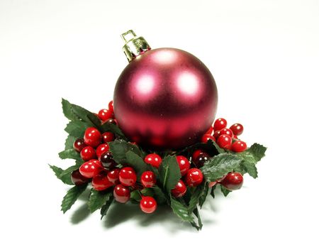 Red and green Christmas ornamentの写真素材