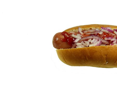 hotdog whit tomato and onionsの写真素材