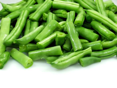 fresh green beans cutted on a white background