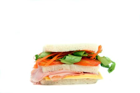 ham and cheese sandwich with lettuce saladの写真素材