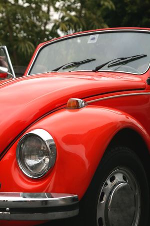 exterior of a red old  beetleのeditorial素材