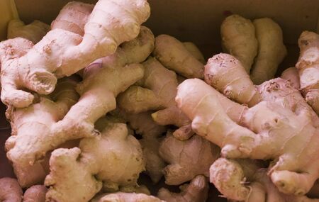 pieces of ginger in a boxの写真素材