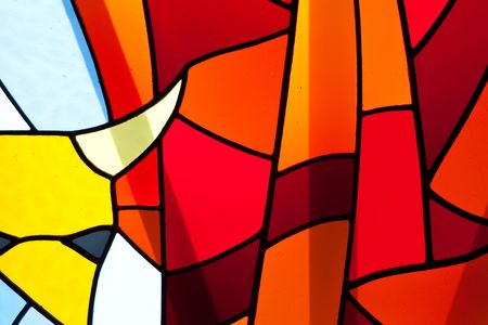 stained glass window on an old churchのeditorial素材