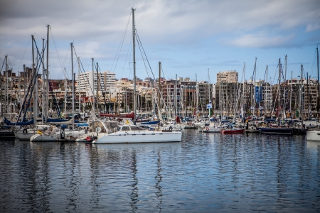 LAS PALMAS DE GRAN CANARIA - 17NOVEMBER  Sailboats docked prepared for ARC, Atlantic Race for Cruisier, annual event to cross Atlantic Ocean, on November 25 2012  in Las Palmas de Gran Canaria, Spain のeditorial素材