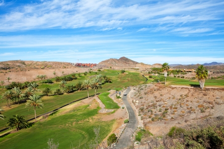 overhead view of Canary Island golf courseの写真素材