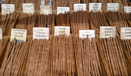incense sticks and fragrance on a local marketの写真素材