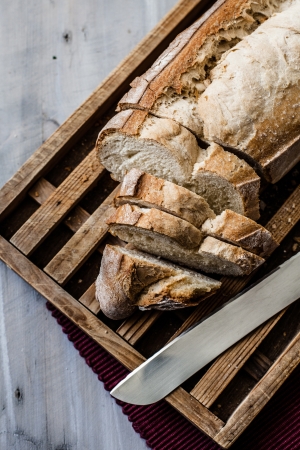 fresh  homemade bread on the table with fork