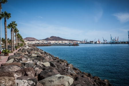 sea entry to las palmas de gran canaria marina and docksの写真素材