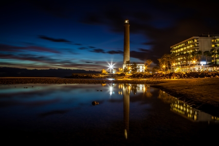 lighthouse in maspalomas beach on the gran canaria islandの写真素材