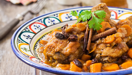 maroc style chicken with carrot sauce and cinnamonの写真素材