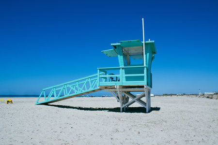 white sand beach and blue sea on camposoto beach in spainの写真素材
