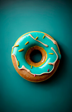 sweet and fresh donuts on colorful backgroundsの素材