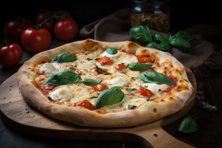 Italian all types of pizza collection on wooden backgroundの素材