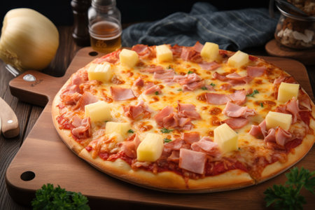 Italian all types of pizza collection on wooden backgroundの素材