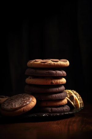 Chocolat cookies new york style with chips and berries and ice creamの素材