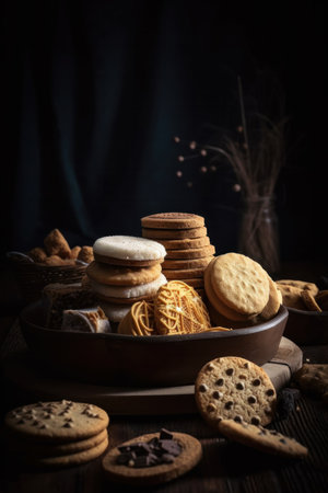 Chocolat cookies new york style with chips and berries and ice creamの素材
