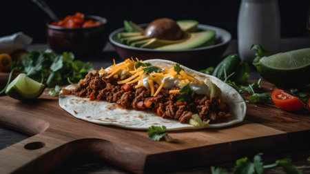 Texmex ground meat preparations for tacos, enchiladas, casserole, burritos and fajitas mexican foodの素材
