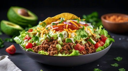 Texmex ground meat preparations for tacos, enchiladas, casserole, burritos and fajitas mexican foodの素材