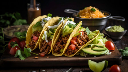 Texmex ground meat preparations for tacos, enchiladas, casserole, burritos and fajitas mexican foodの素材