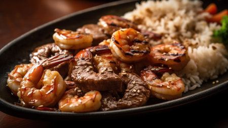 mix of dishes with shrimp, prawn and meat with veggies or cheese and different types of pastaの素材