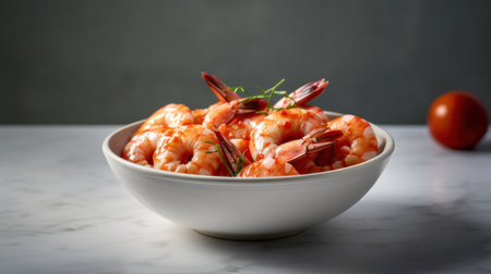 different types of healthy kitchen recipes with shrimps and prawns in different saucesの素材