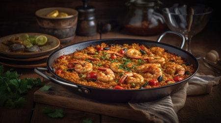 different types of healthy kitchen recipes with shrimps and prawns in different saucesの素材