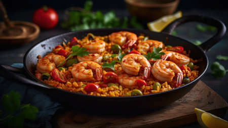 different types of healthy kitchen recipes with shrimps and prawns in different saucesの素材