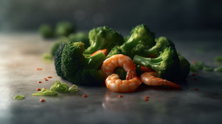 different types of healthy kitchen recipes with shrimps and prawns in different saucesの素材