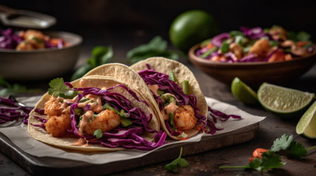 different types of healthy kitchen recipes with shrimps and prawns in different saucesの素材