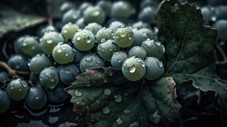 Lot variety of fresh fruits on top view with water drops for poster, see the entire collection.の素材