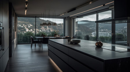 Deluxe colorful high level kitchen in luxury house in assorted colorsの素材