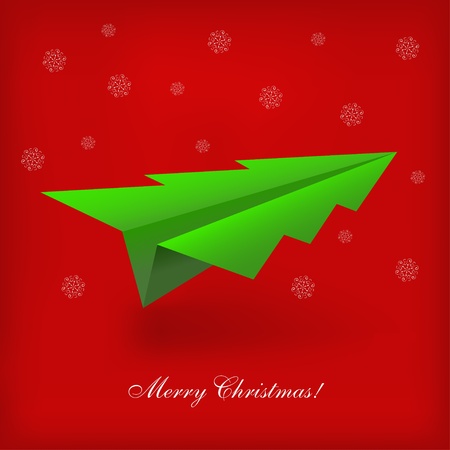 vector Concept of the Christmas tree and origami airplaneのイラスト素材