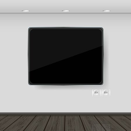 interior. wall with tv and parquet. vector illustration. Best choiceのイラスト素材