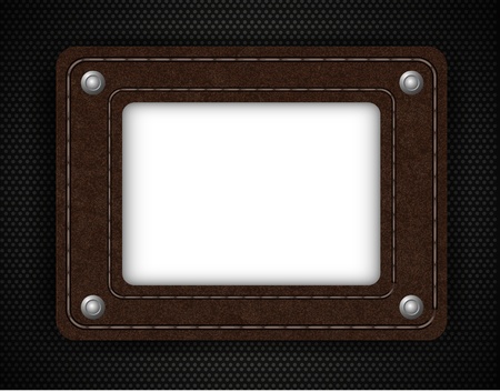 leather element on metal background with place for your text. illustrationのイラスト素材