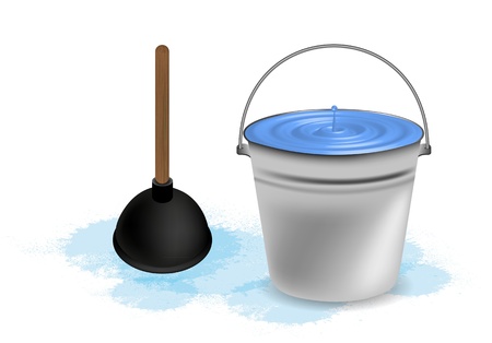 bucket of water with plunger. illustrationのイラスト素材