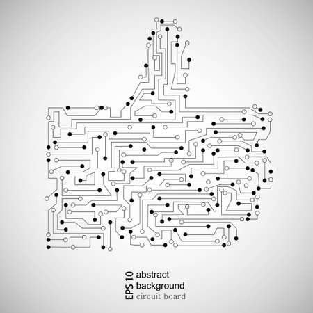 Vector circuit board thumb up. Abstract backgroundのイラスト素材