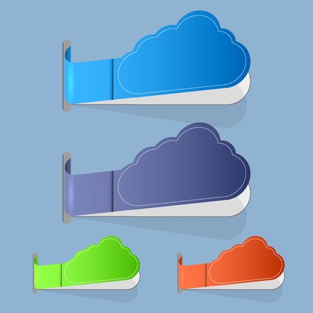 Vector computer cloud label on blue background.のイラスト素材