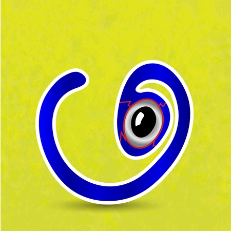  monster on yellow background  のイラスト素材