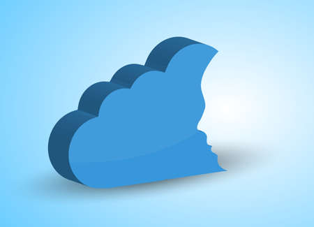 Vector concept cloud with face on blue. Eps10のイラスト素材