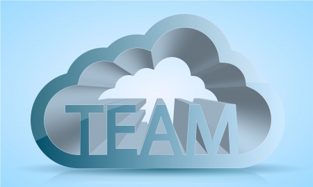 computer cloud team on blueのイラスト素材