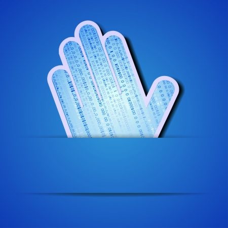  palm with binary code on blue background.  illustrationのイラスト素材