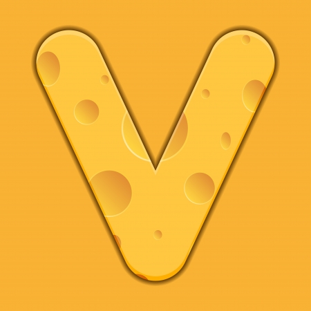 cheese letter V on orange background.のイラスト素材