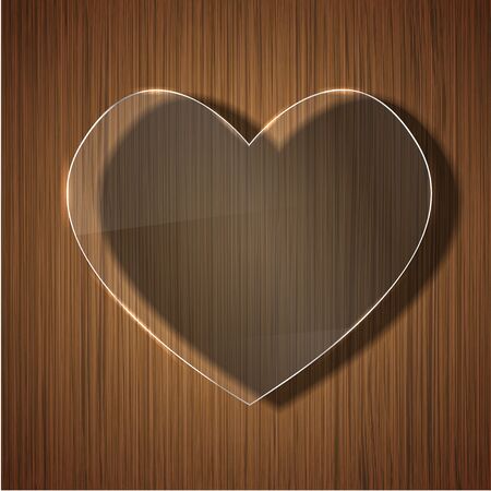 glass heart on wooden backgroundのイラスト素材