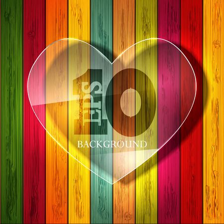 glass heart on colorful wooden backgroundのイラスト素材