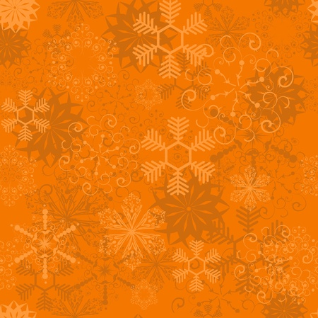 Vector orange seamless snowflake pattern.  のイラスト素材
