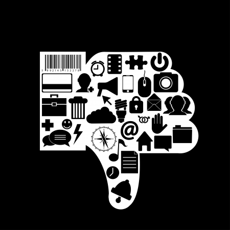 Vector thumb down icon on black background. Eps10のイラスト素材