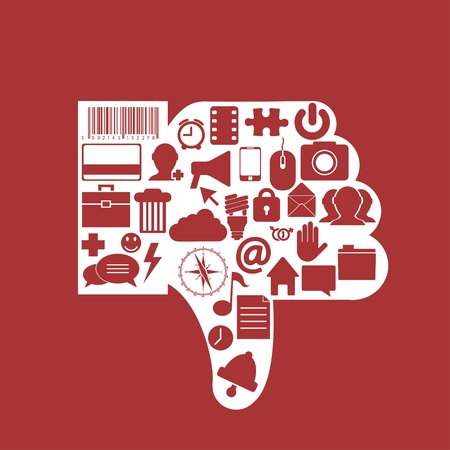 Vector thumb down icon on red background. Eps10のイラスト素材