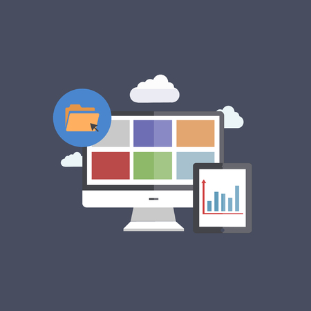 Vector flat modern icons on sample backgroundのイラスト素材