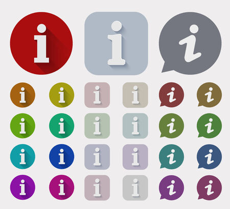 Vector flat information sign icons set. circle and square variantsのイラスト素材